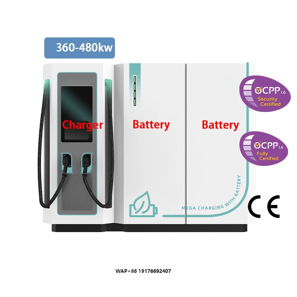 SCU New Electric Car Charger 76.8kWh Battery Storage 320kw-480kw Dual CCS2 DC OCPP 1.6J EV Charging Station Solution