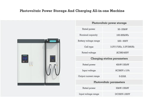 Solar Power ESS with EV Charger Integrated Solution 215kwh Backup Energy Storage 100kw DC Fast Car Charging Station off Grid