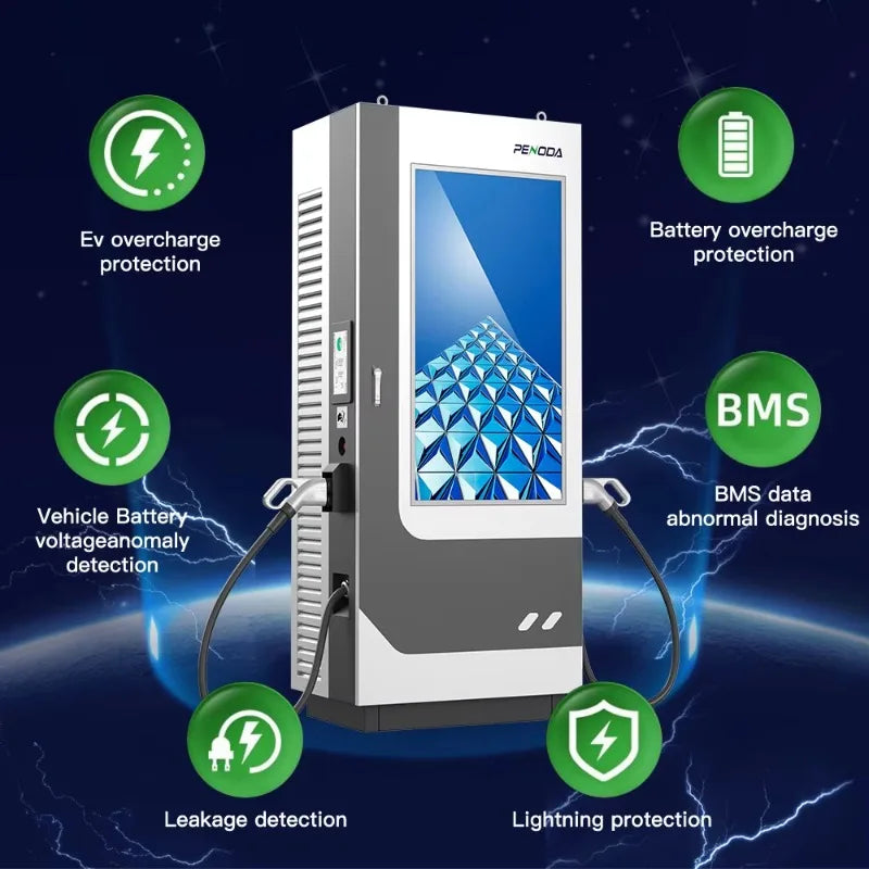 PENODA 55-Inch Advertising DC EV Charger 60KW-240kw CCS/GBT EV Charger Electric Vehicle Charger Fast EV DC Charging Station