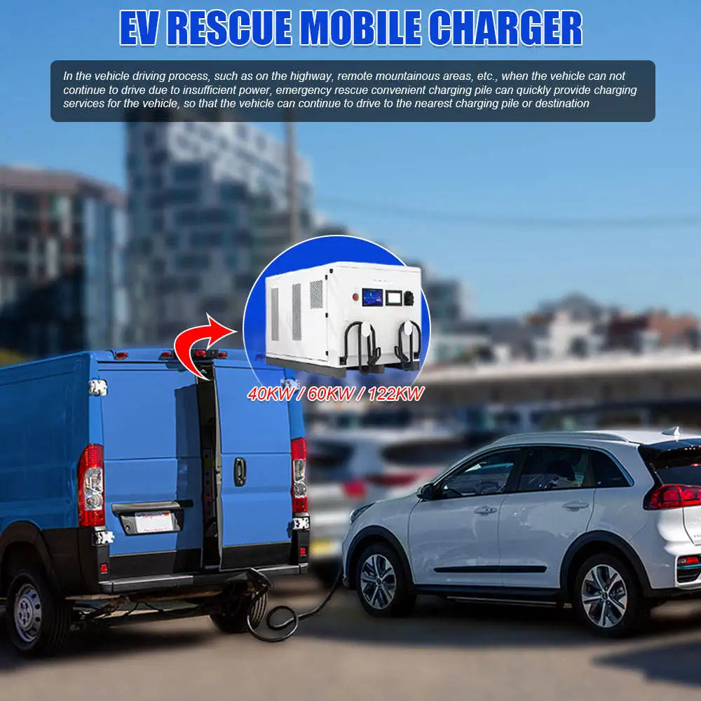 40kwh 60kwh 122kwh Electric Car Power Bank Portable EV Fast Charging Station  for Emergency Rescue