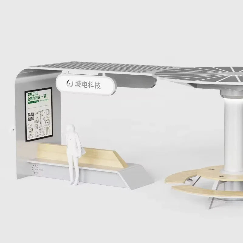 Smart Solar Bus Station LED Screen Light Box Wireless USB Charging