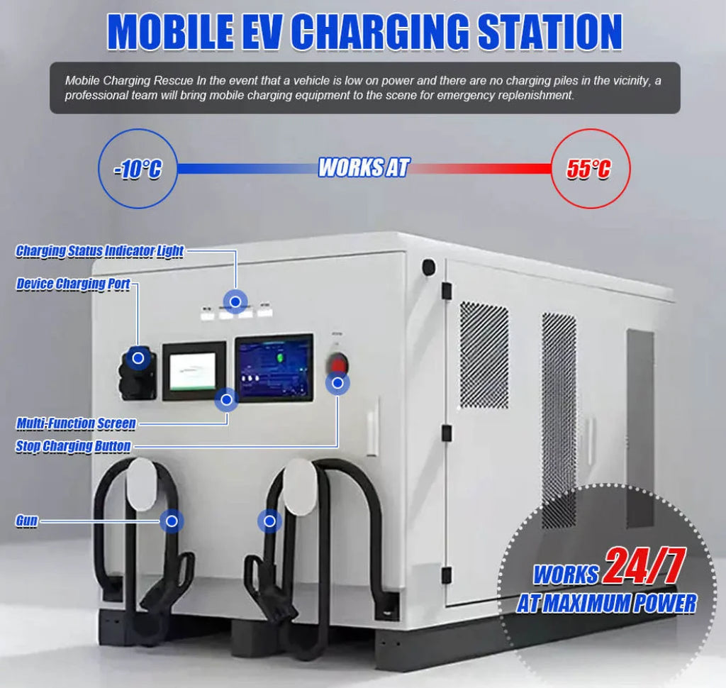 40kwh 60kwh 122kwh Electric Car Power Bank Portable EV Fast Charging Station  for Emergency Rescue