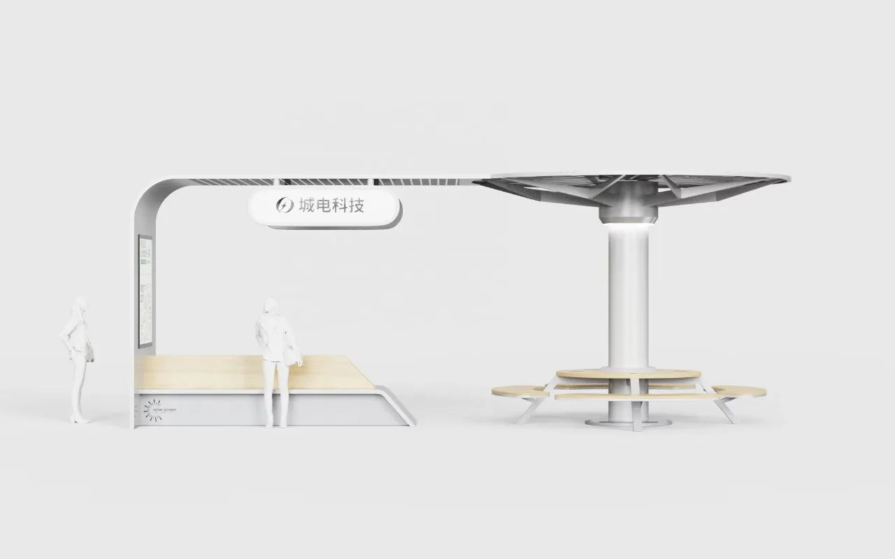 Smart Solar Bus Station LED Screen Light Box Wireless USB Charging