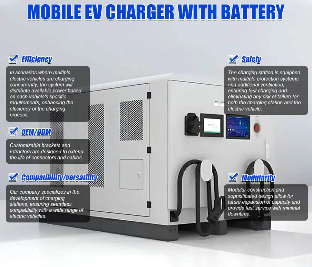 40kwh 60kwh 122kwh Electric Car Power Bank Portable EV Fast Charging Station  for Emergency Rescue