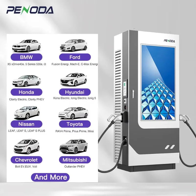 PENODA 55-Inch Advertising DC EV Charger 60KW-240kw CCS/GBT EV Charger Electric Vehicle Charger Fast EV DC Charging Station